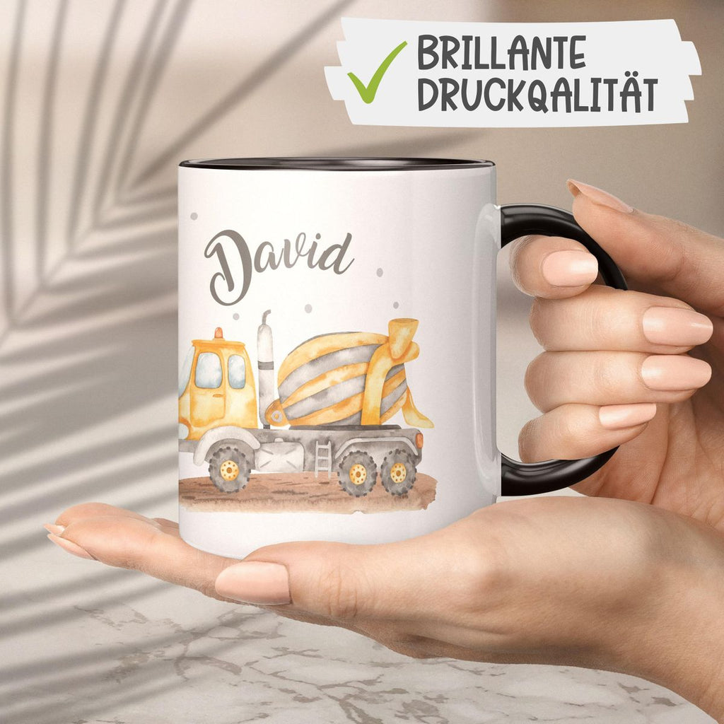 Keramik Tasse Betonmischer mit Namen - von Mikalino