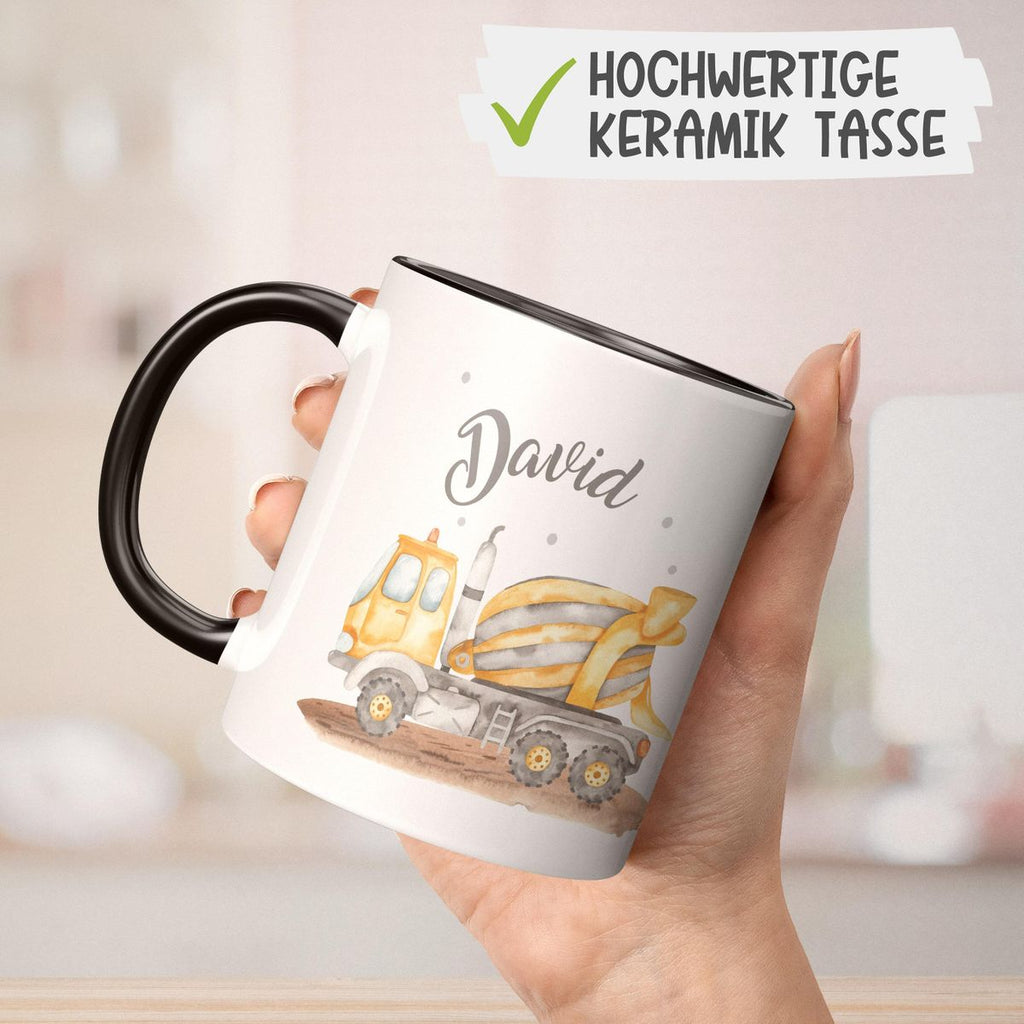 Keramik Tasse Betonmischer mit Namen - von Mikalino