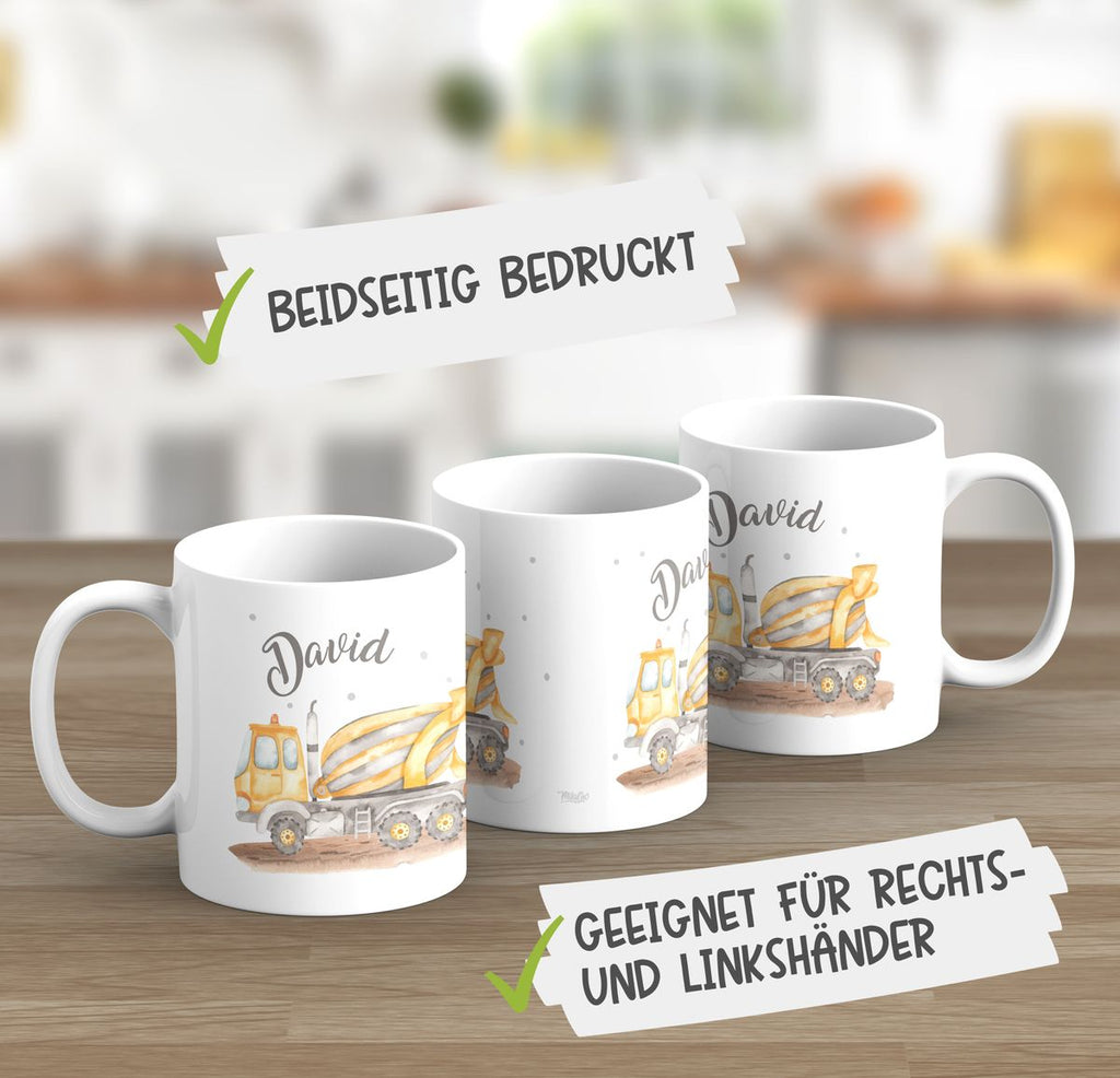 Keramik Tasse Betonmischer mit Namen - von Mikalino