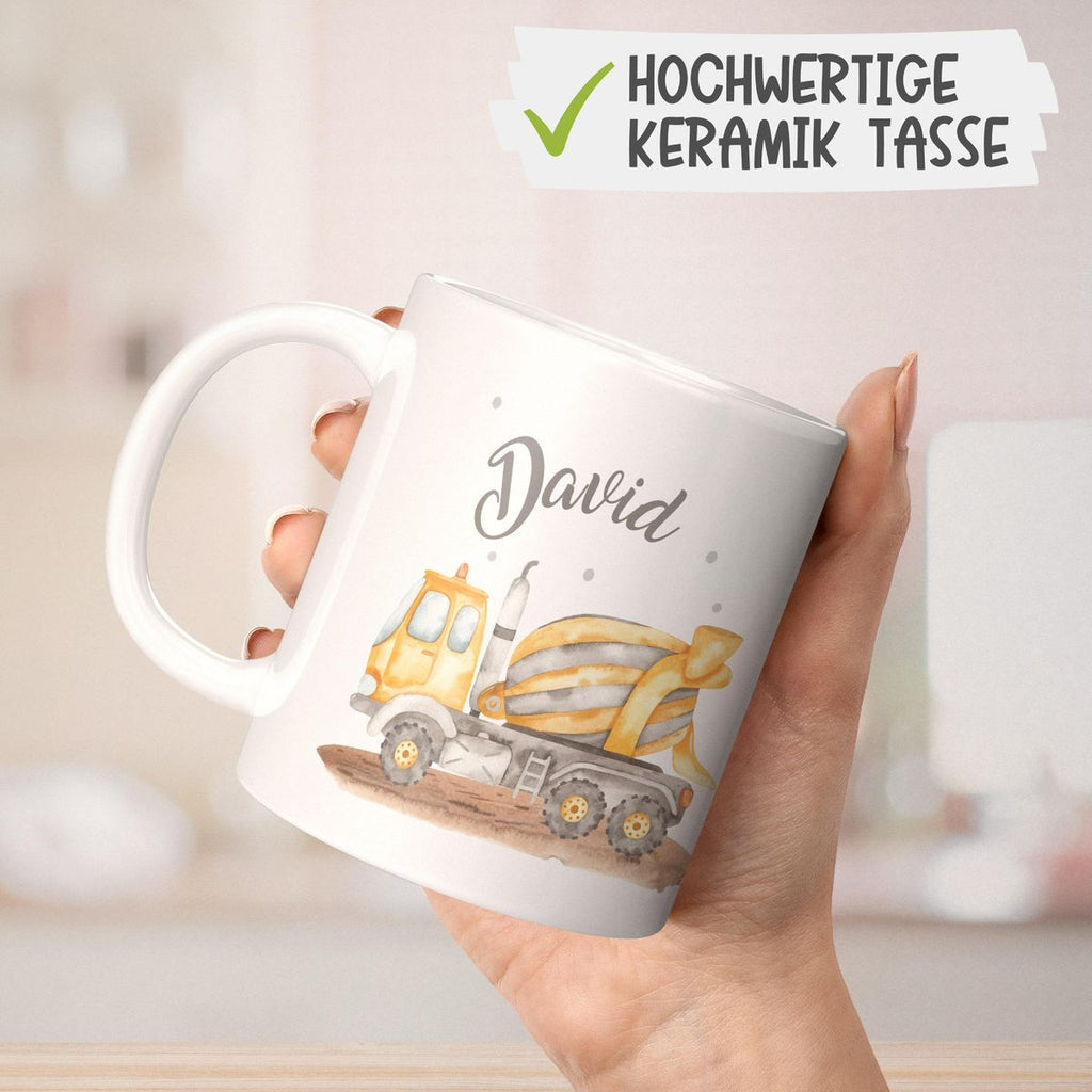 Keramik Tasse Betonmischer mit Namen - von Mikalino