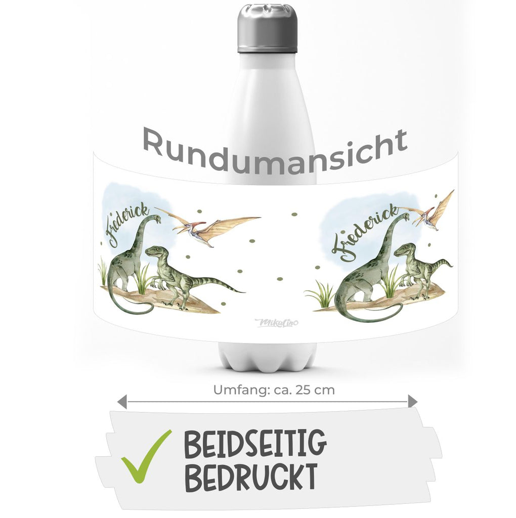 Thermo Trinkflasche Dinosaurier mit Namen - von Mikalino