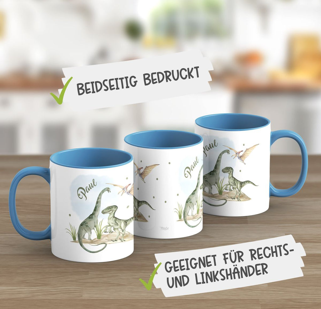 Keramik Tasse Dinosaurier mit Namen - von Mikalino