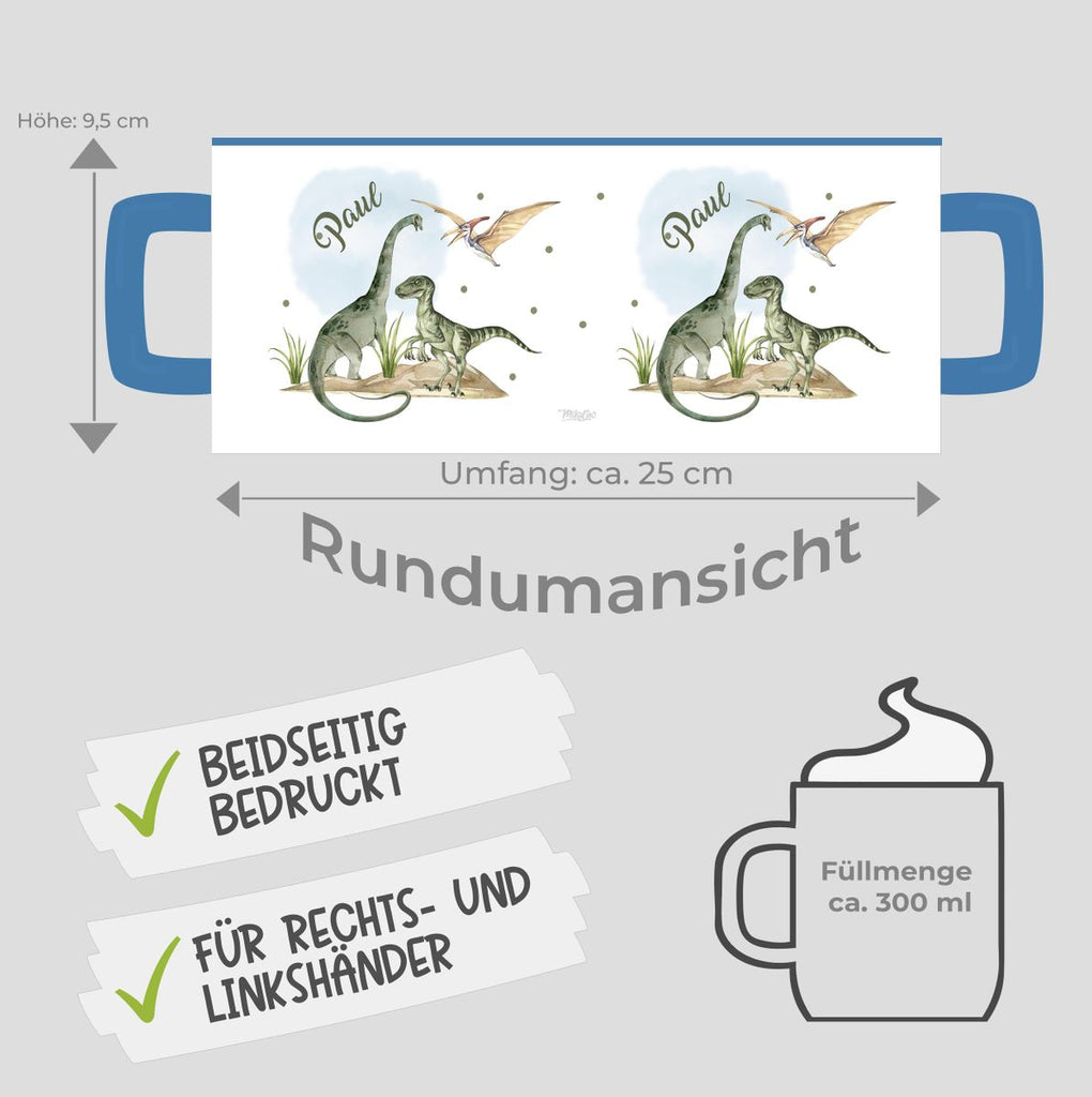 Keramik Tasse Dinosaurier mit Namen - von Mikalino