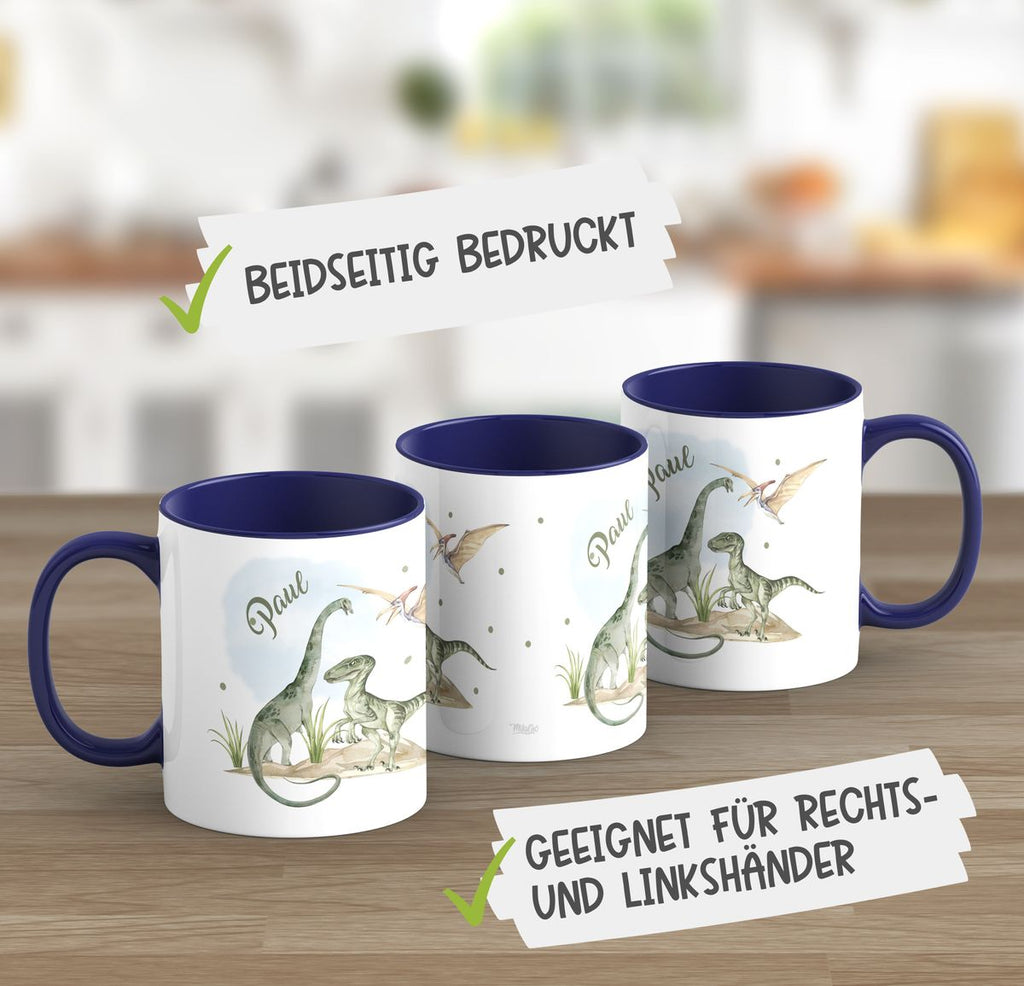 Keramik Tasse Dinosaurier mit Namen - von Mikalino