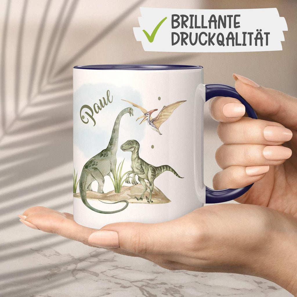 Keramik Tasse Dinosaurier mit Namen - von Mikalino