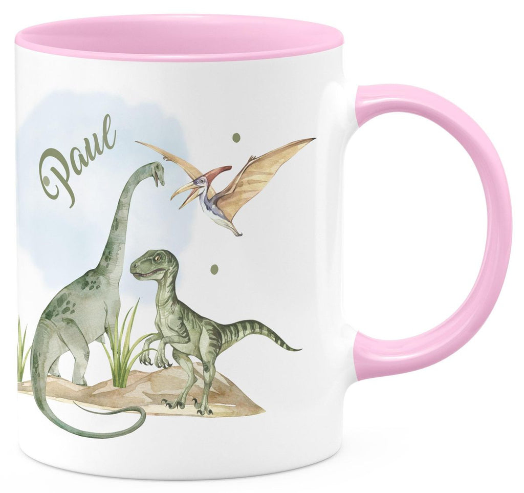 Keramik Tasse Dinosaurier mit Namen - von Mikalino