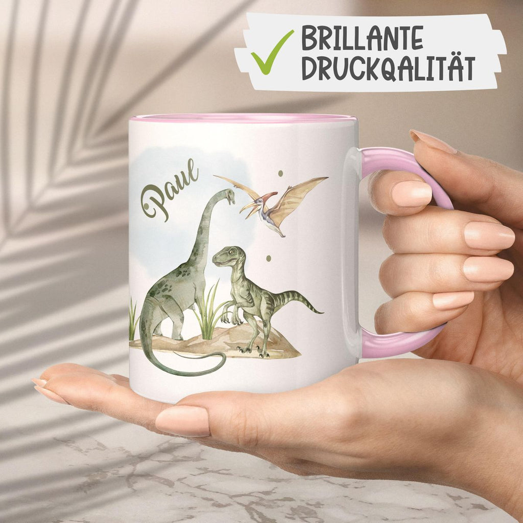 Keramik Tasse Dinosaurier mit Namen - von Mikalino