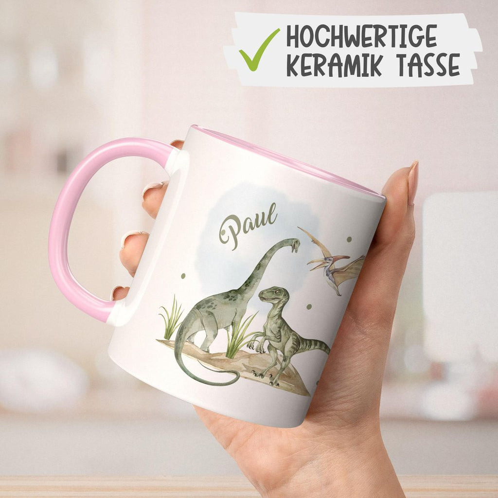 Keramik Tasse Dinosaurier mit Namen - von Mikalino