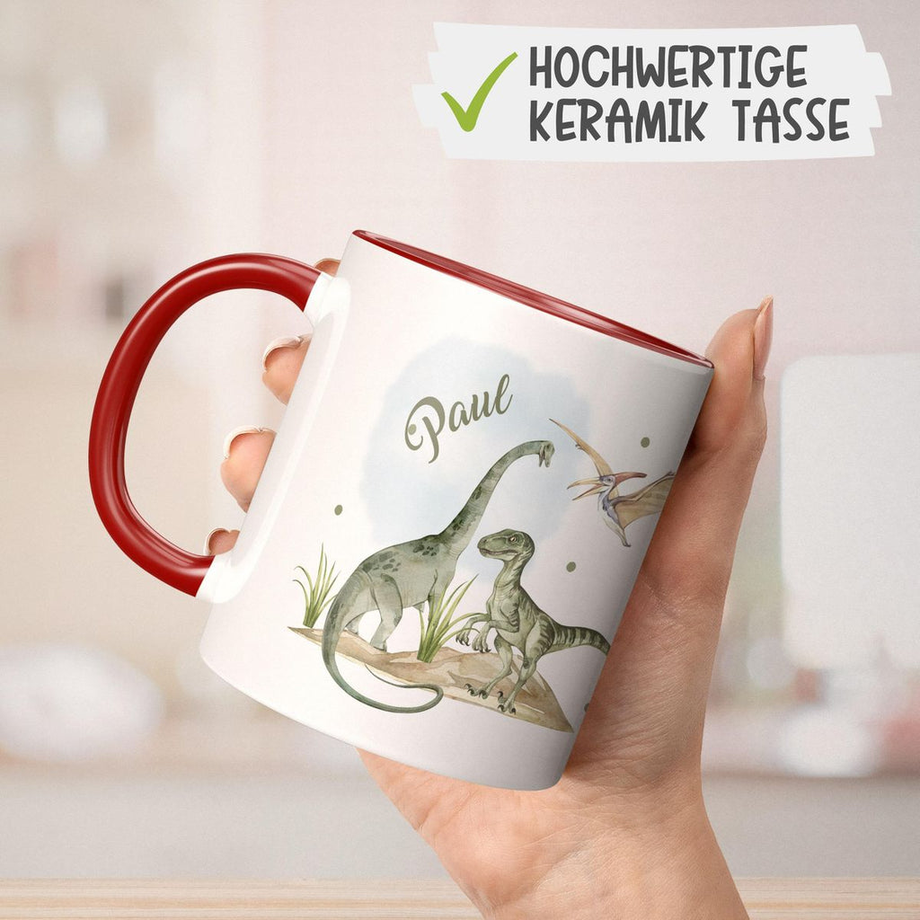 Keramik Tasse Dinosaurier mit Namen - von Mikalino