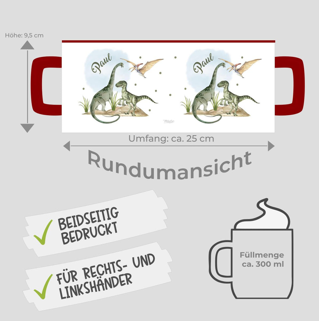 Keramik Tasse Dinosaurier mit Namen - von Mikalino