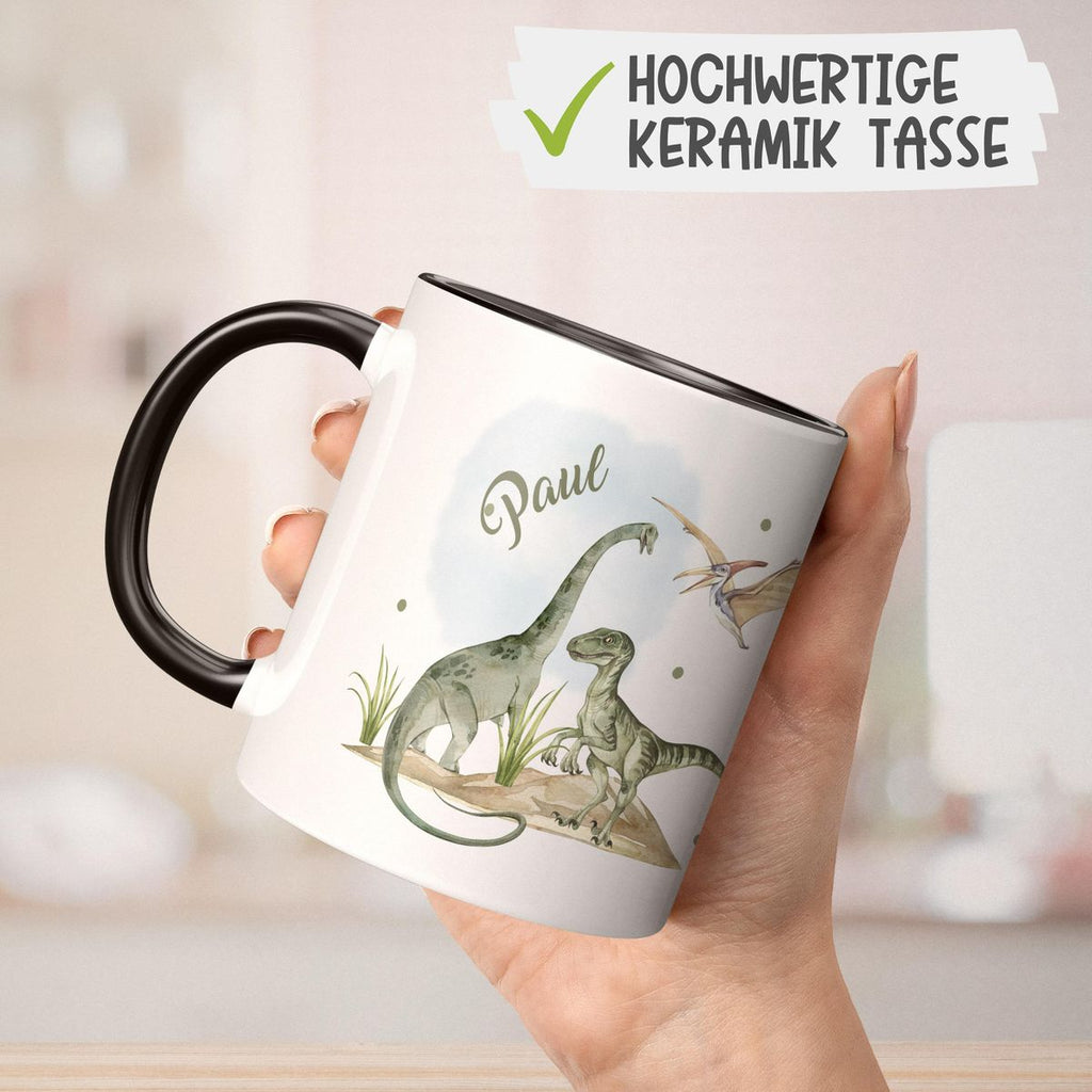 Keramik Tasse Dinosaurier mit Namen - von Mikalino