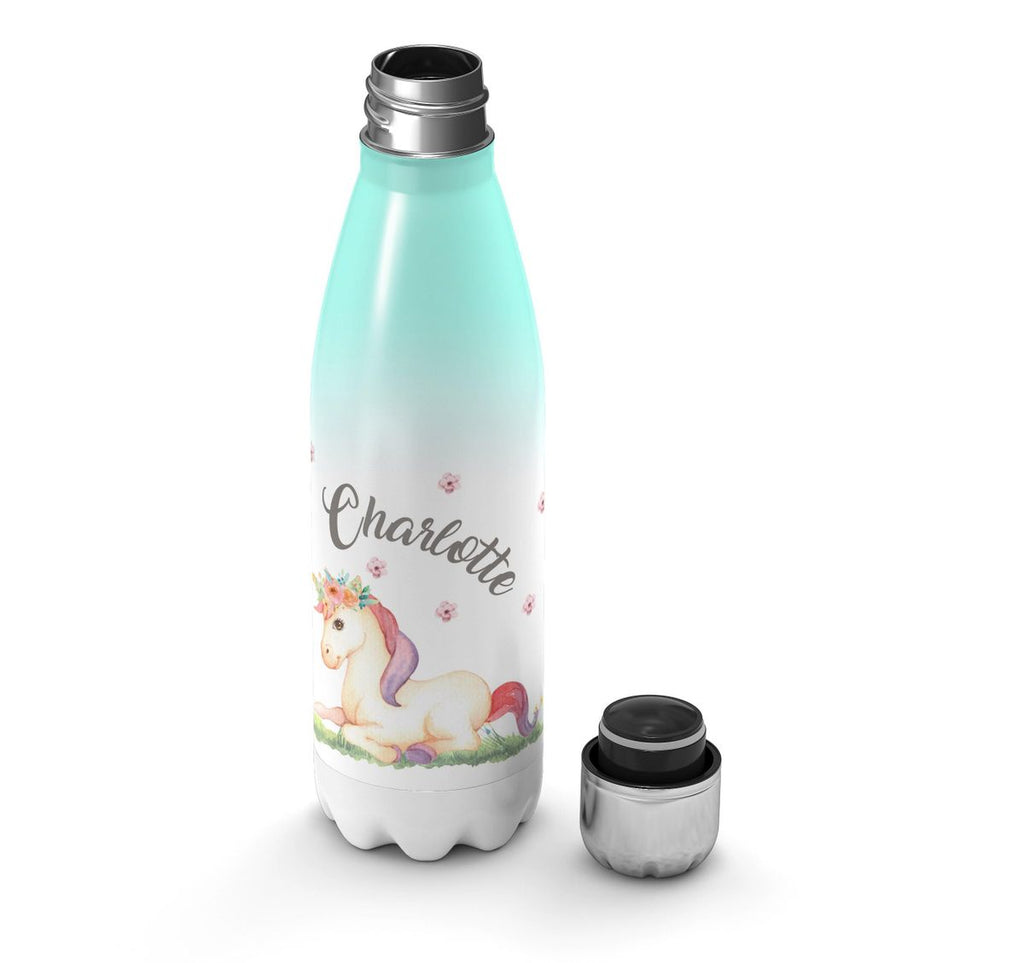 Thermo Trinkflasche Einhorn liegend mit Namen - von Mikalino