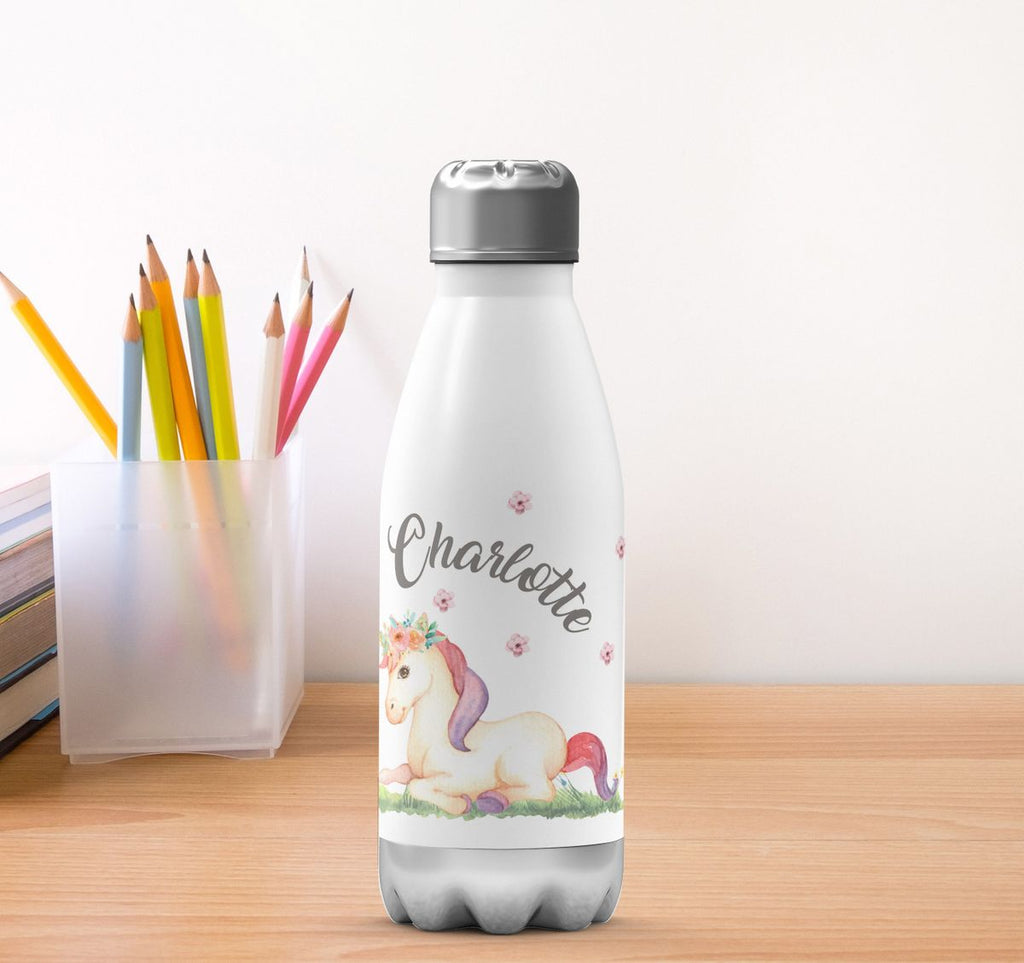 Thermo Trinkflasche Einhorn liegend mit Namen - von Mikalino