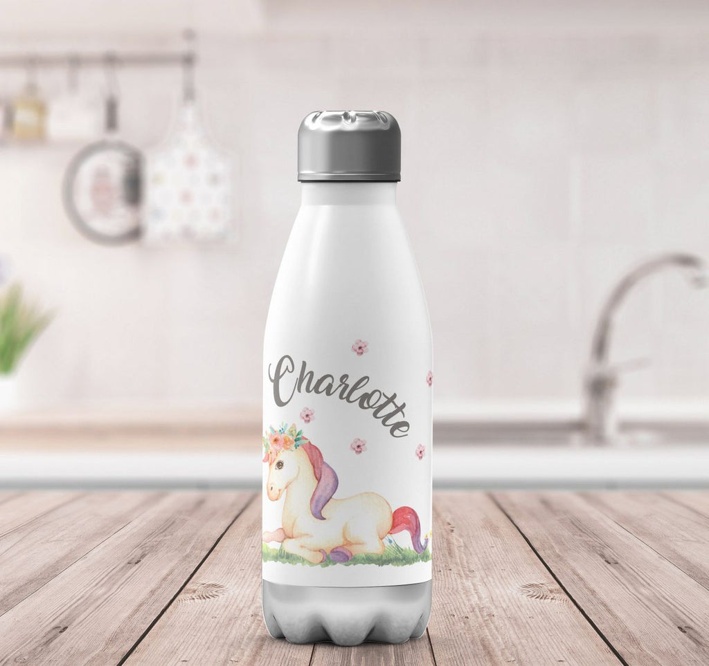 Thermo Trinkflasche Einhorn liegend mit Namen - von Mikalino