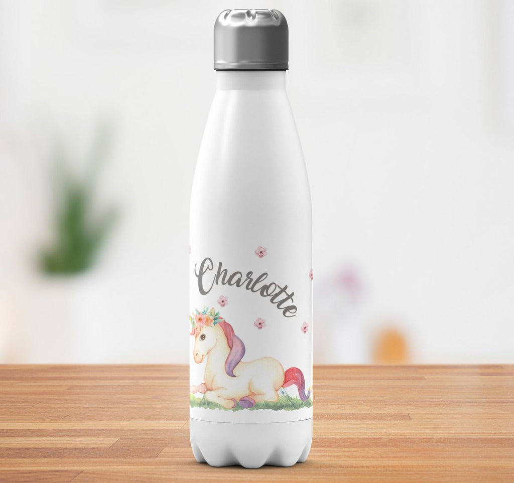 Thermo Trinkflasche Einhorn liegend mit Namen - von Mikalino