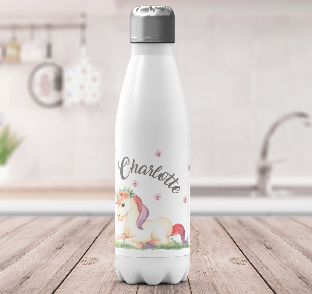 Thermo Trinkflasche Einhorn liegend mit Namen - von Mikalino