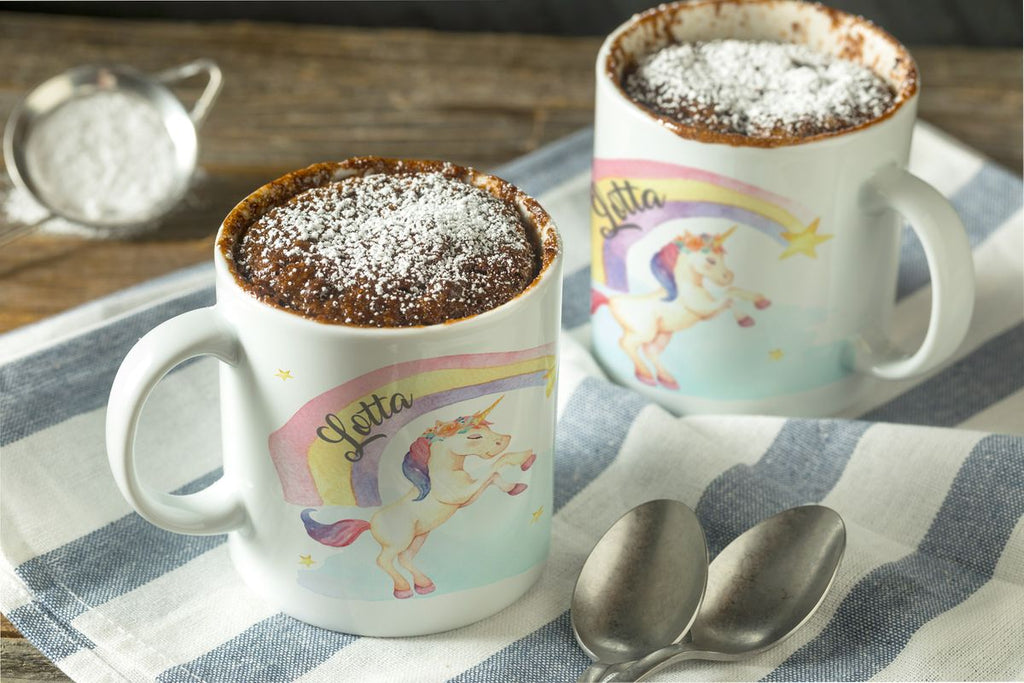 Keramik Tasse Einhorn Regenbogen mit Namen - von Mikalino