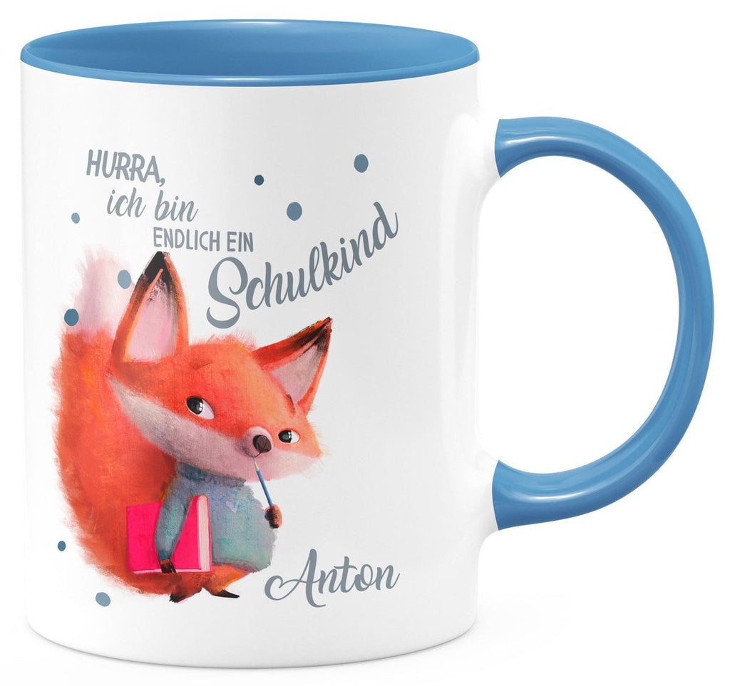 Keramik Tasse Endlich Schulkind - Fuchs mit Namen - von Mikalino