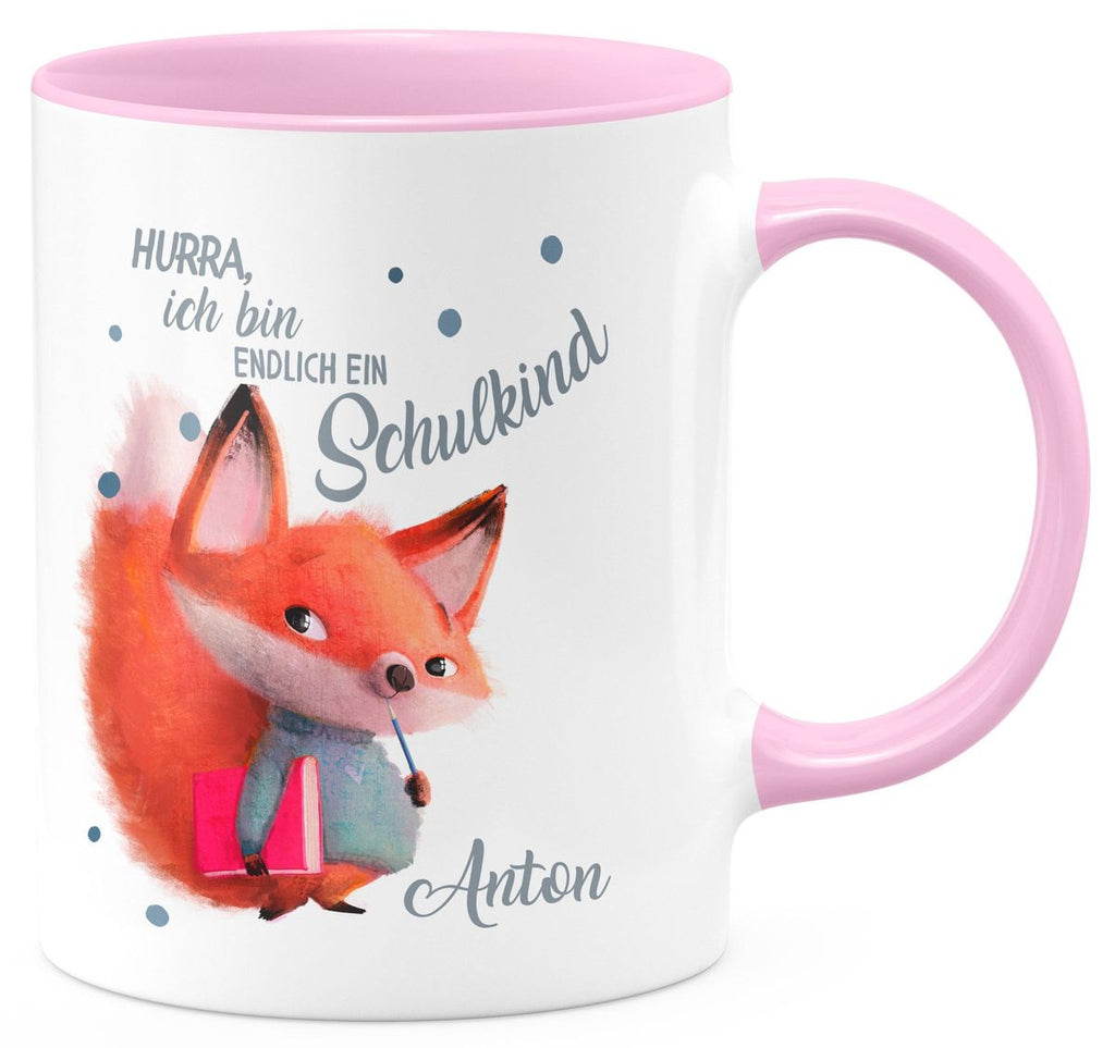 Keramik Tasse Endlich Schulkind - Fuchs mit Namen - von Mikalino