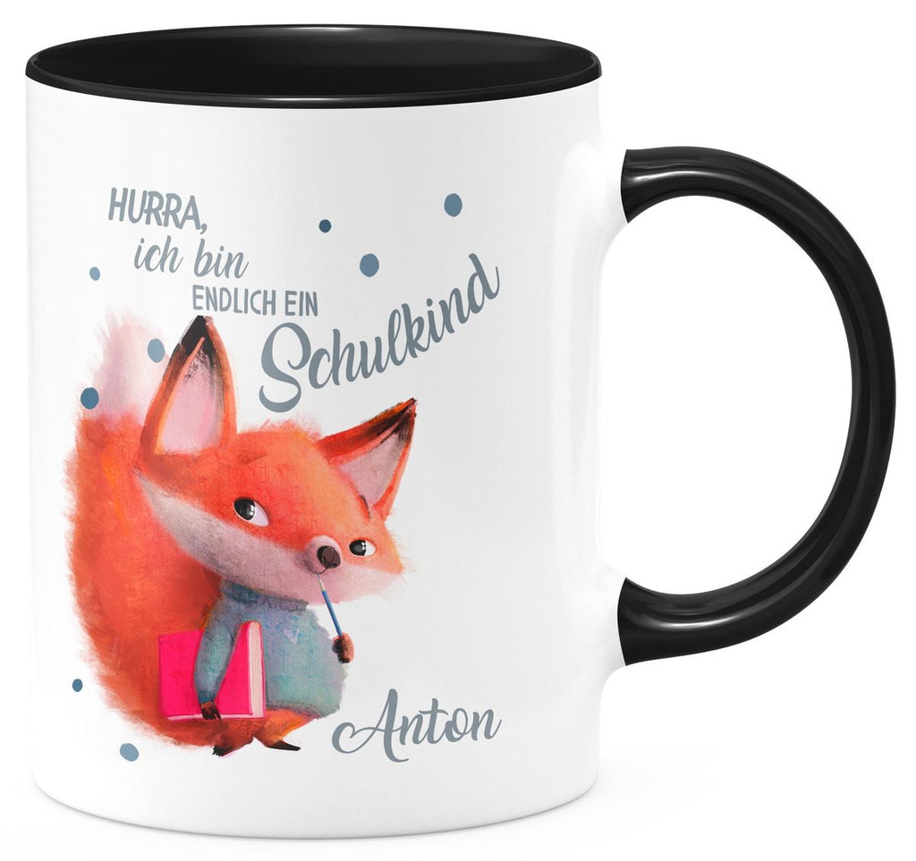 Keramik Tasse Endlich Schulkind - Fuchs mit Namen - von Mikalino