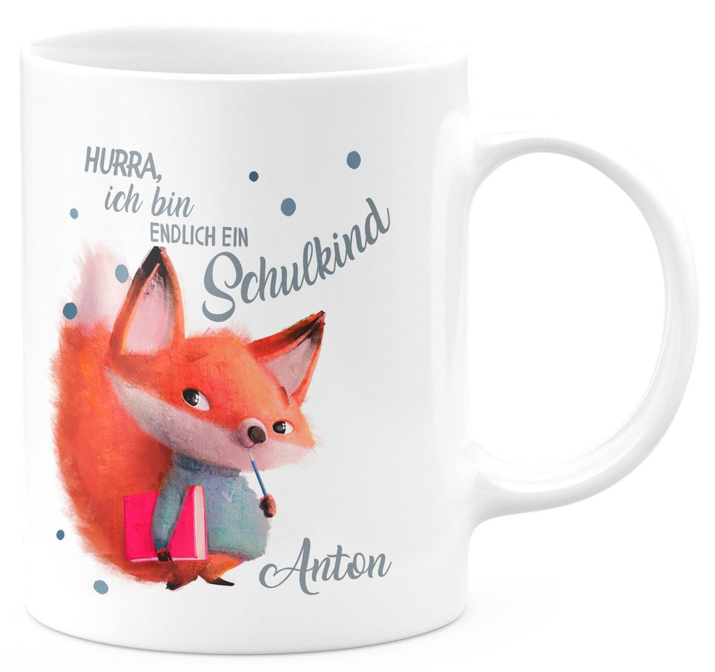 Keramik Tasse Endlich Schulkind - Fuchs mit Namen - von Mikalino