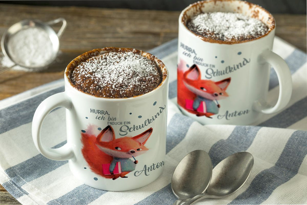 Keramik Tasse Endlich Schulkind - Fuchs mit Namen - von Mikalino