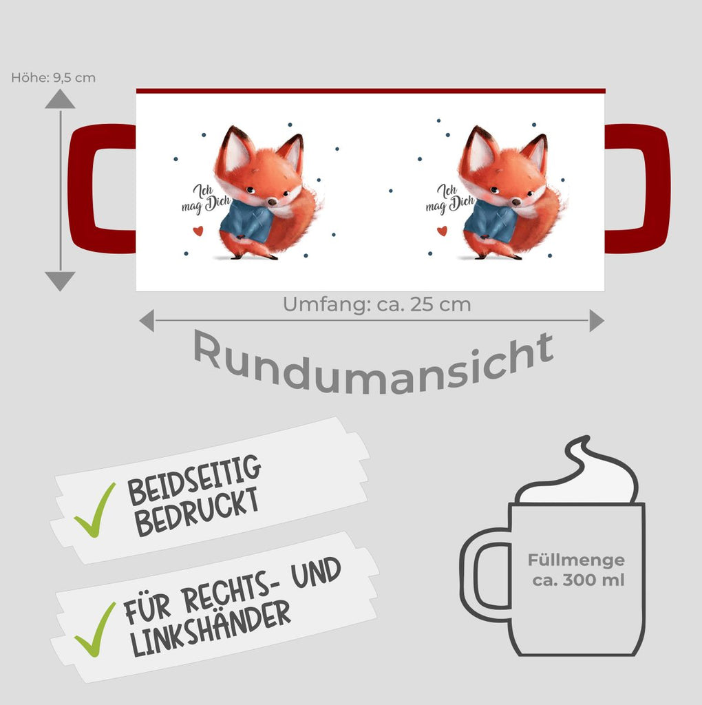 Keramik Tasse Fuchs - ich mag Dich - von Mikalino