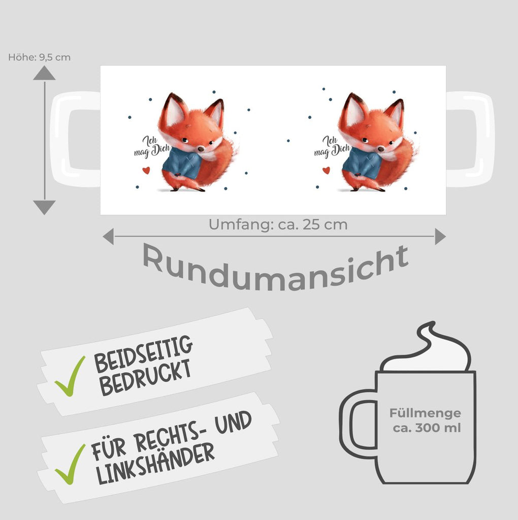 Keramik Tasse Fuchs - ich mag Dich - von Mikalino