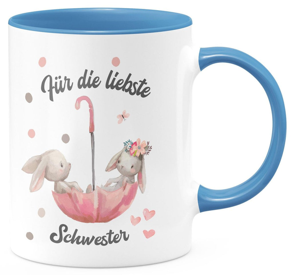 Keramik Tasse Für die liebste Schwester - von Mikalino