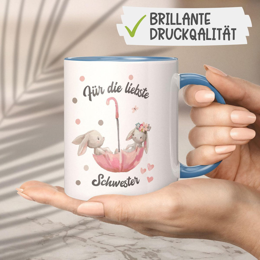 Keramik Tasse Für die liebste Schwester - von Mikalino