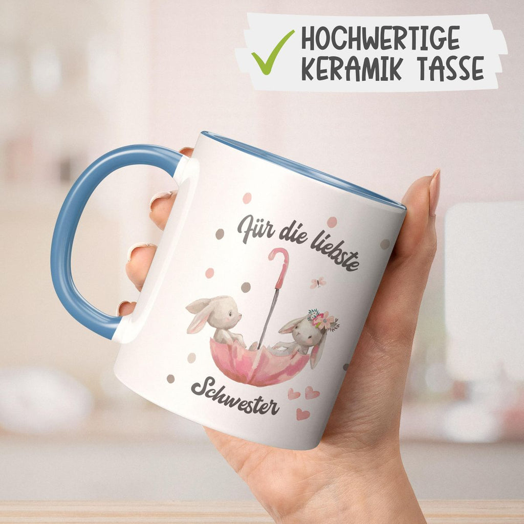 Keramik Tasse Für die liebste Schwester - von Mikalino