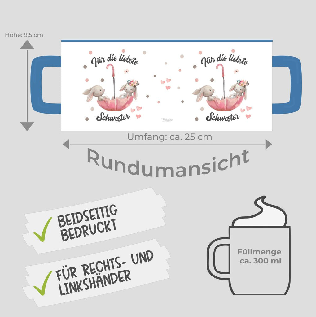 Keramik Tasse Für die liebste Schwester - von Mikalino