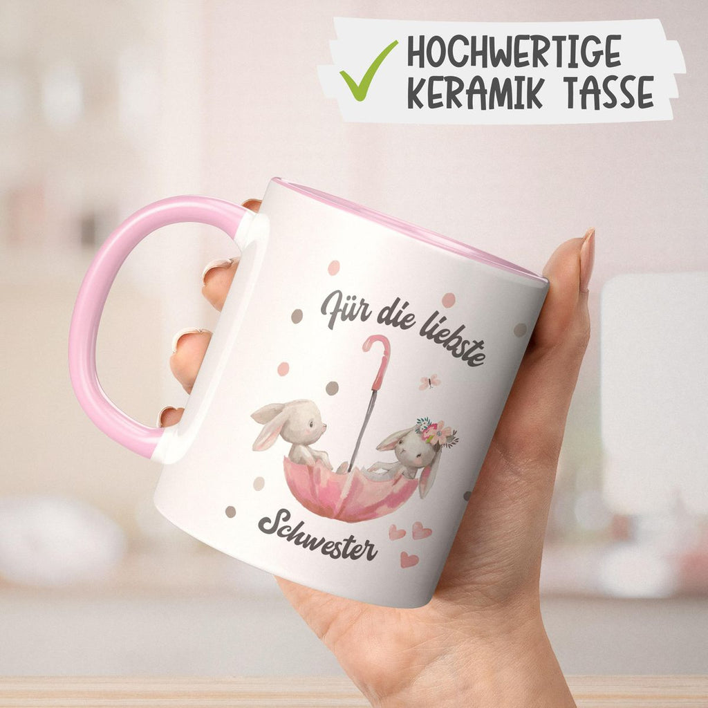 Keramik Tasse Für die liebste Schwester - von Mikalino