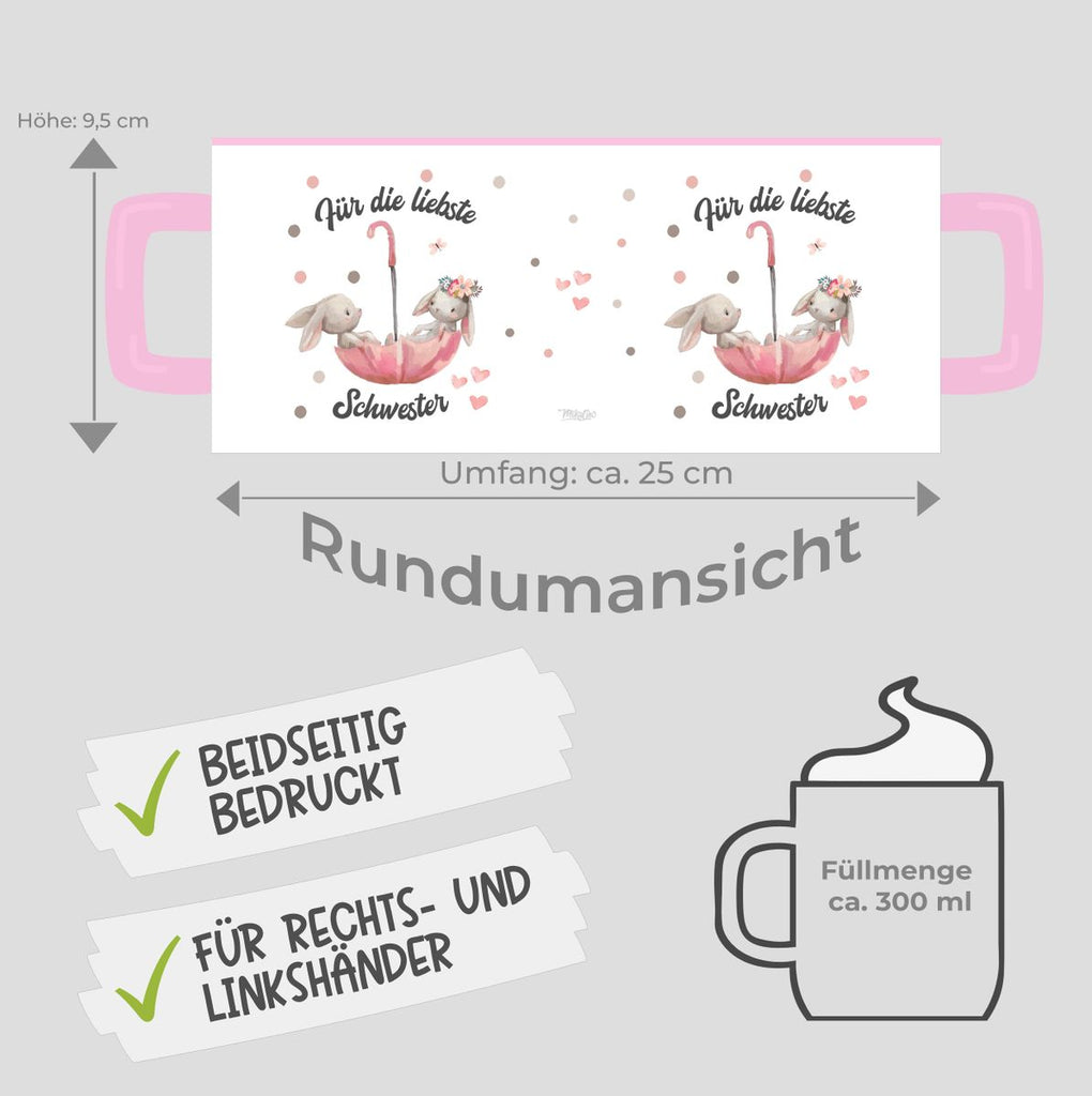 Keramik Tasse Für die liebste Schwester - von Mikalino