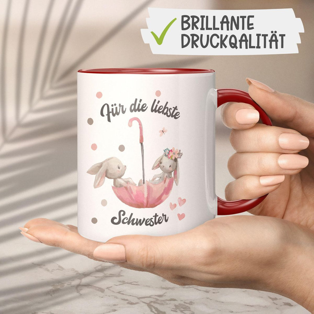 Keramik Tasse Für die liebste Schwester - von Mikalino