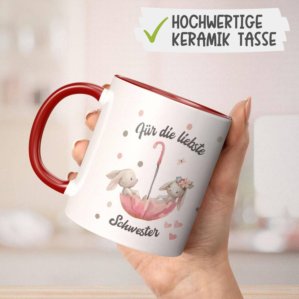 Keramik Tasse Für die liebste Schwester - von Mikalino