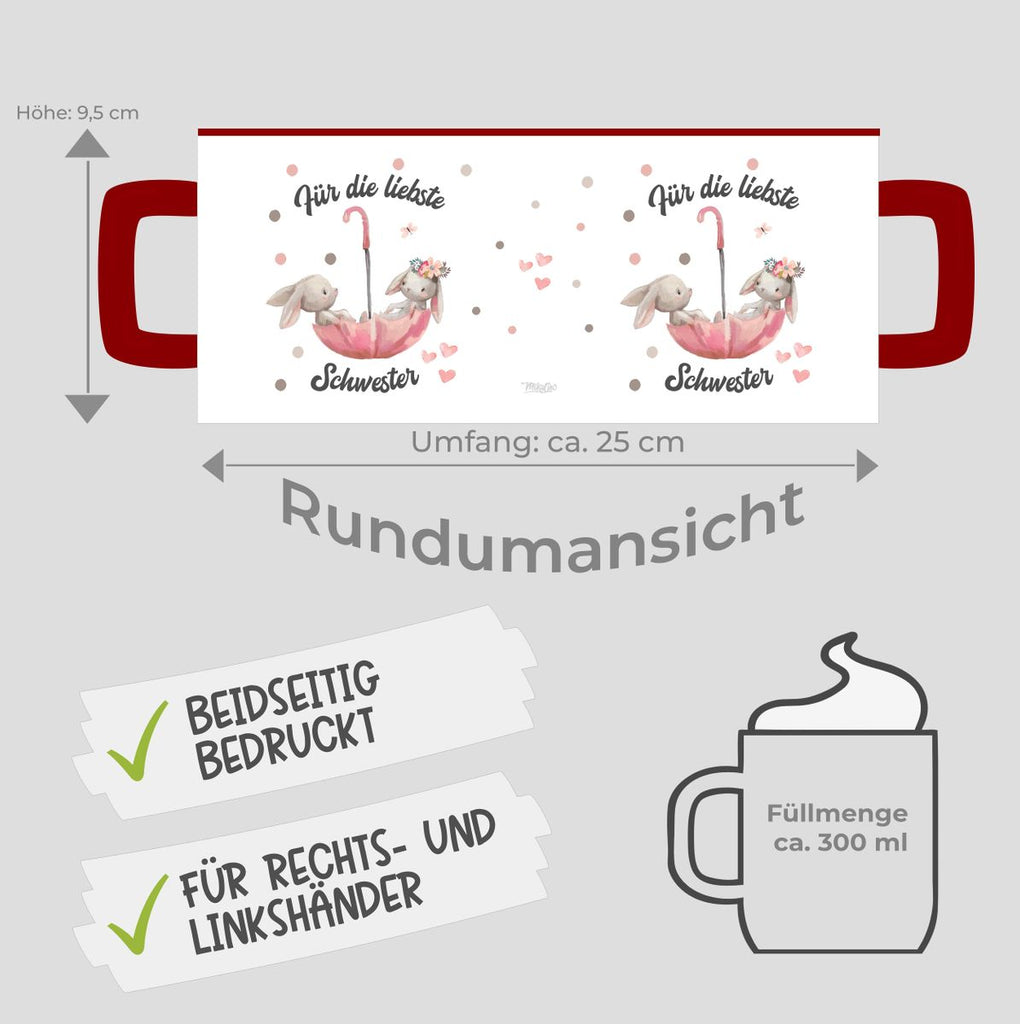 Keramik Tasse Für die liebste Schwester - von Mikalino