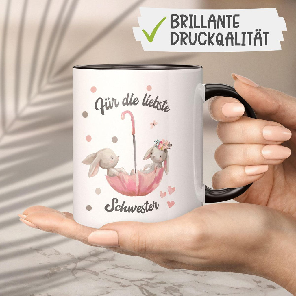 Keramik Tasse Für die liebste Schwester - von Mikalino