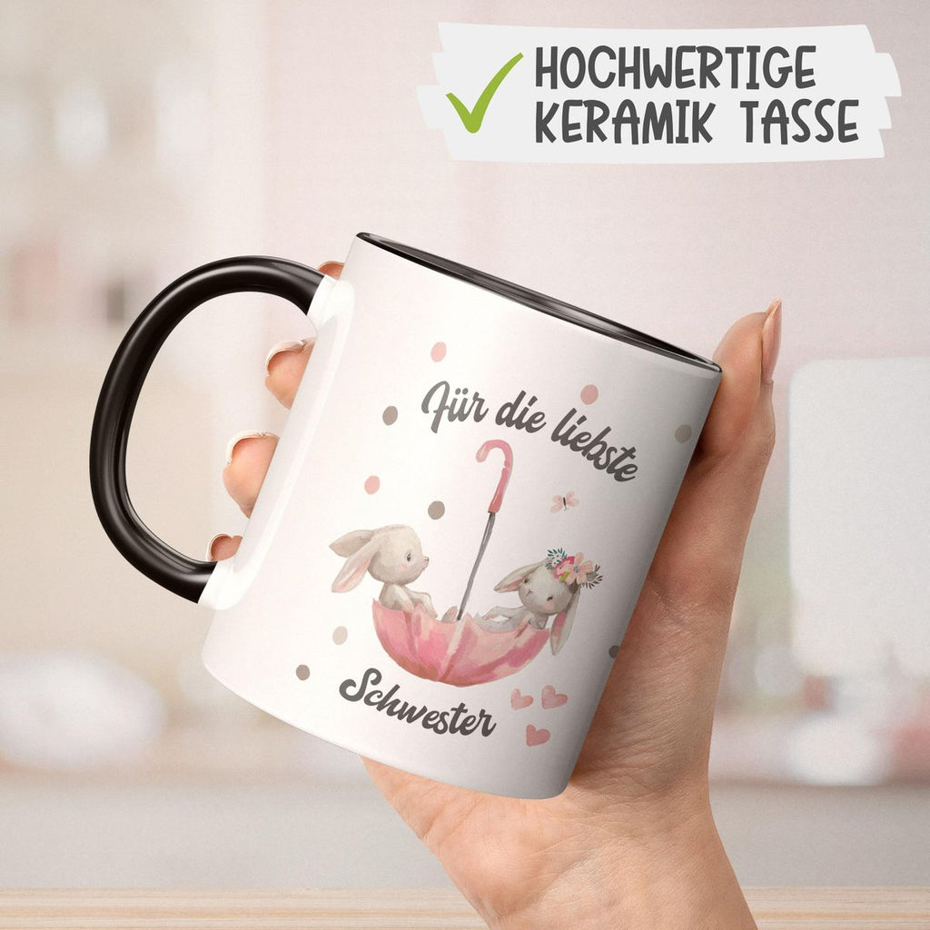 Keramik Tasse Für die liebste Schwester - von Mikalino