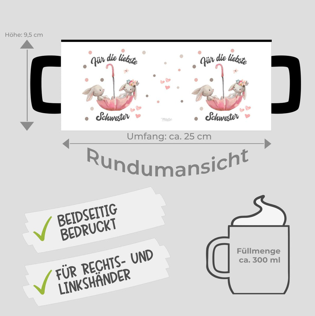 Keramik Tasse Für die liebste Schwester - von Mikalino