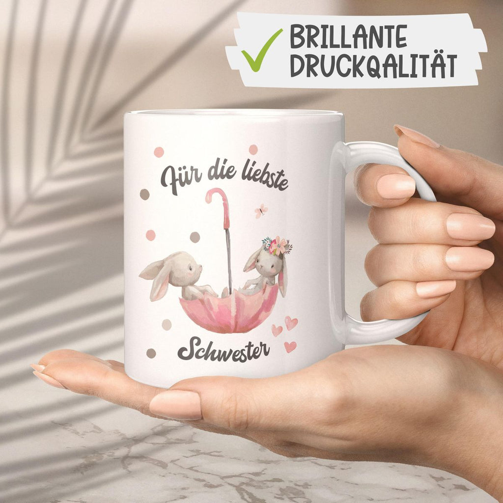 Keramik Tasse Für die liebste Schwester - von Mikalino