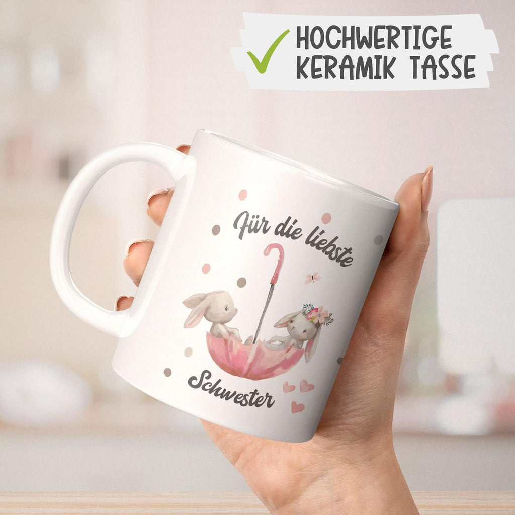 Keramik Tasse Für die liebste Schwester - von Mikalino