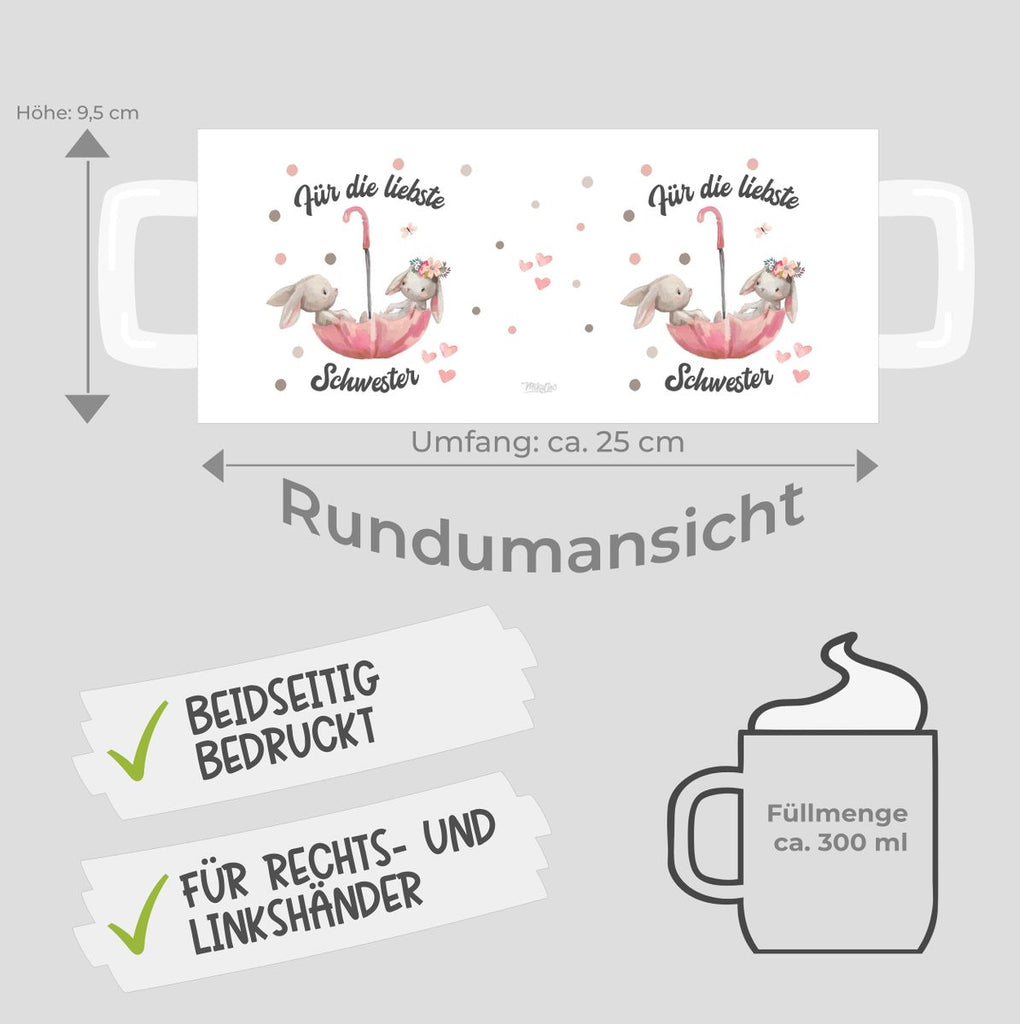 Keramik Tasse Für die liebste Schwester - von Mikalino