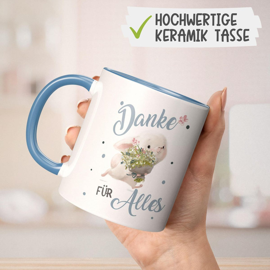 Keramik Tasse Danke für Alles Hase - von Mikalino