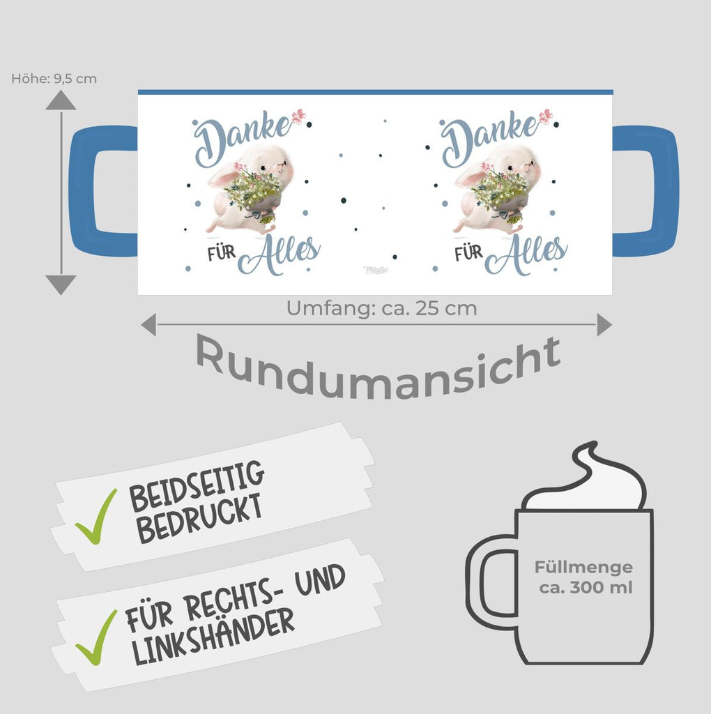 Keramik Tasse Danke für Alles Hase - von Mikalino