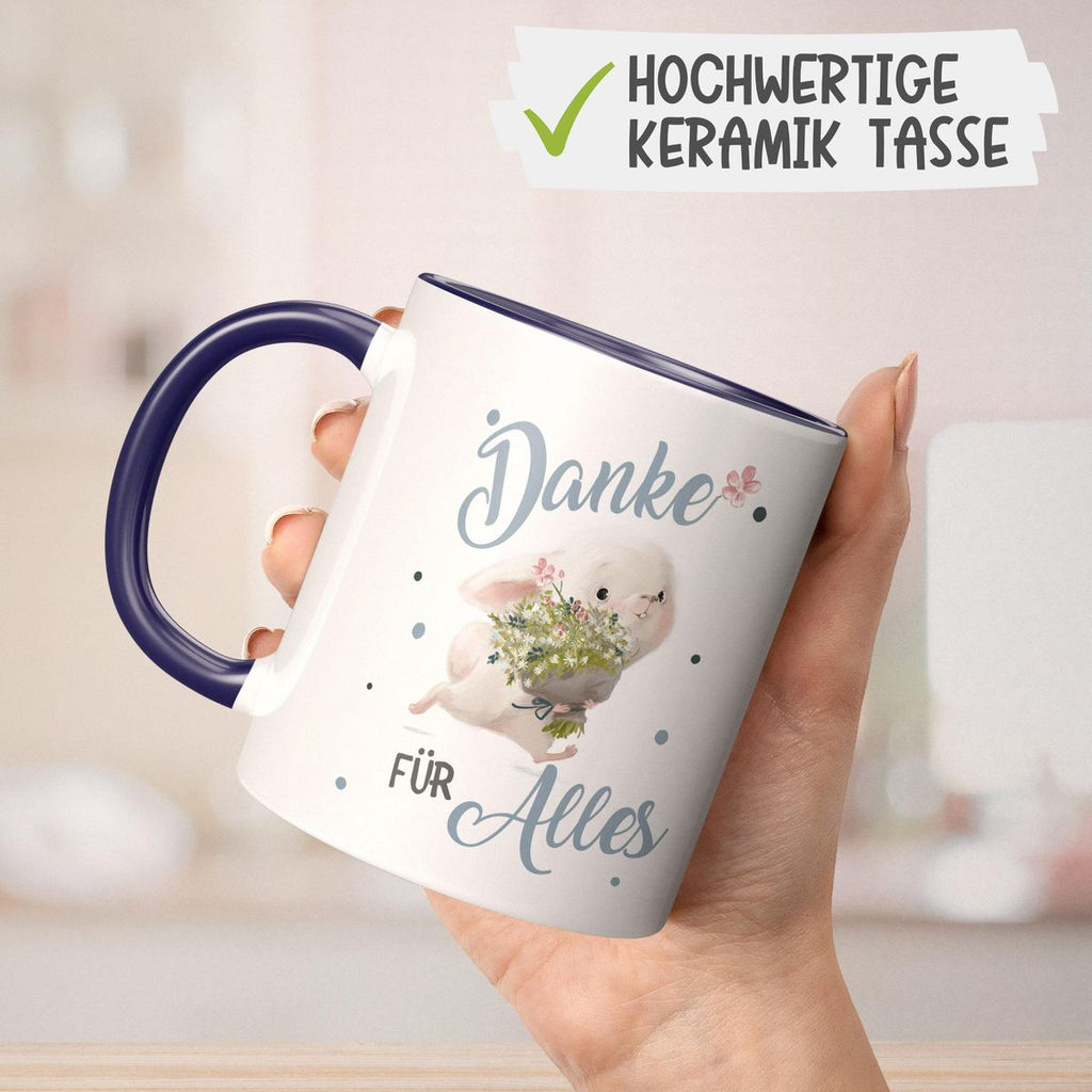 Keramik Tasse Danke für Alles Hase - von Mikalino