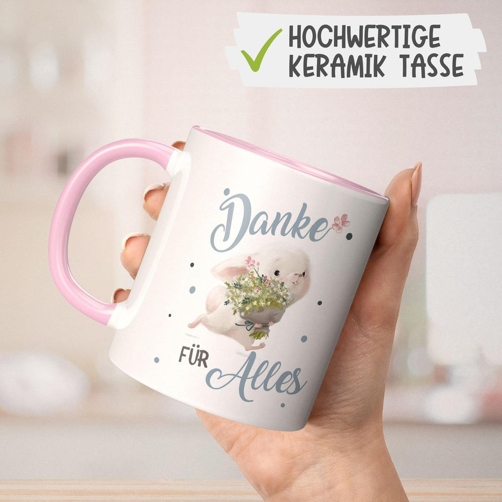 Keramik Tasse Danke für Alles Hase - von Mikalino