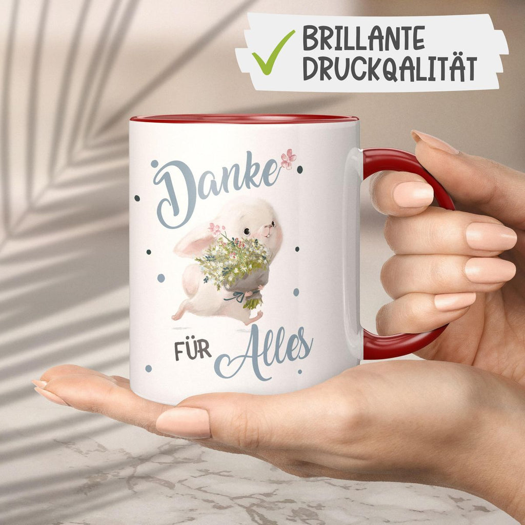 Keramik Tasse Danke für Alles Hase - von Mikalino