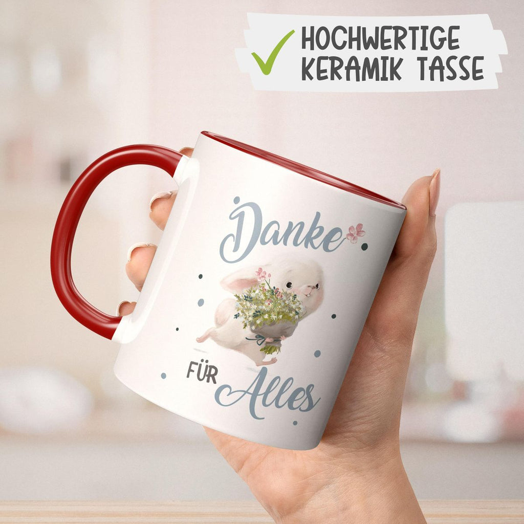 Keramik Tasse Danke für Alles Hase - von Mikalino