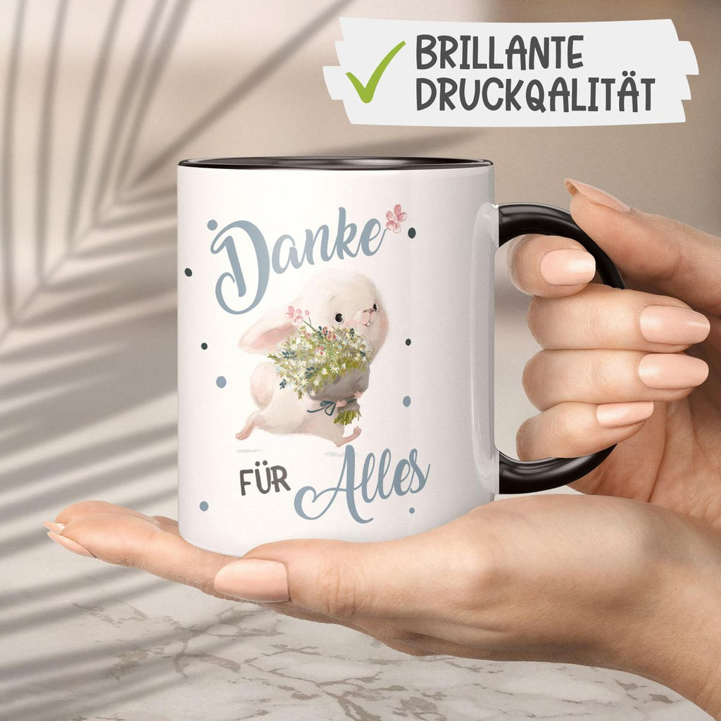 Keramik Tasse Danke für Alles Hase - von Mikalino